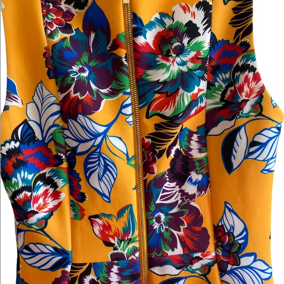 NWT Calvin Klein Mermaid Style Midi Yellow and Floral Design Dress Size 2 - Picture 5 of 11